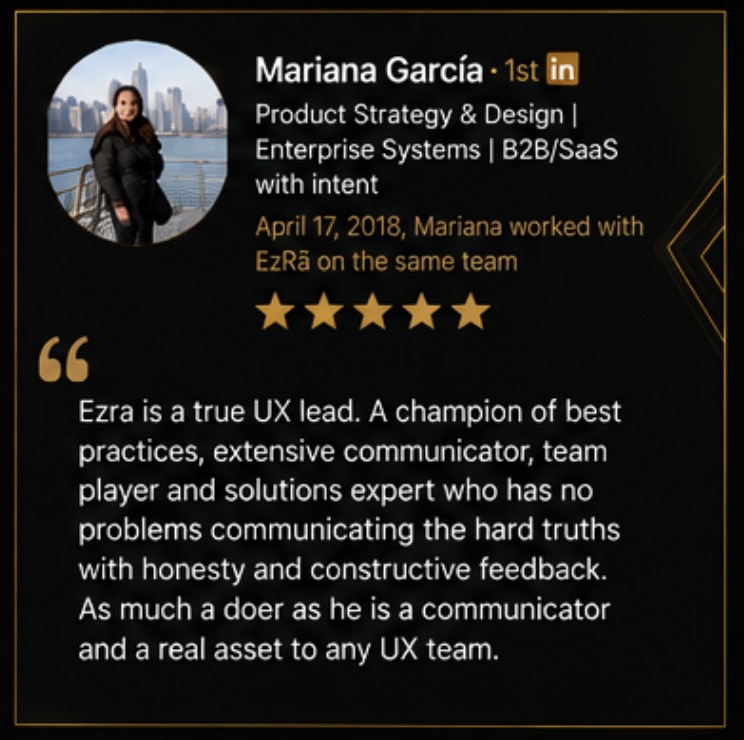 Professional recommendation from Mariana G. for Ezra Buddha Masters