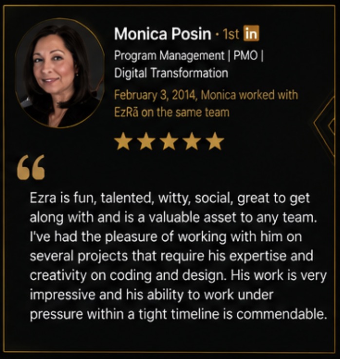 Professional recommendation from Monica P. for Ezra Buddha Masters