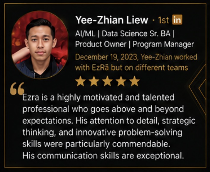 Professional recommendation from Yee Z. for Ezra Buddha Masters